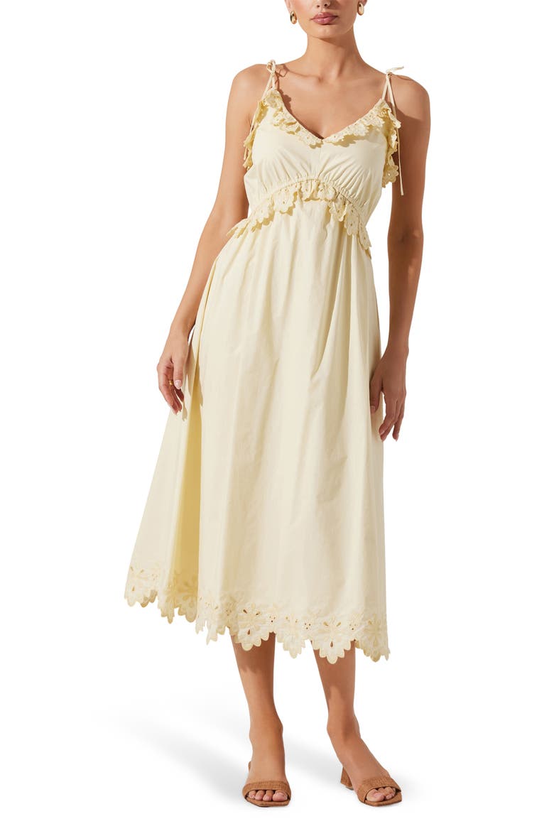 Lissette Embroidered Eyelet Trim Cotton Sundress, Main, color, SOFT YELLOW