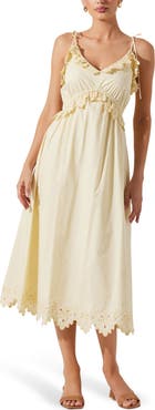 ASTR the Label Lissette Embroidered Eyelet Trim Cotton Sundress