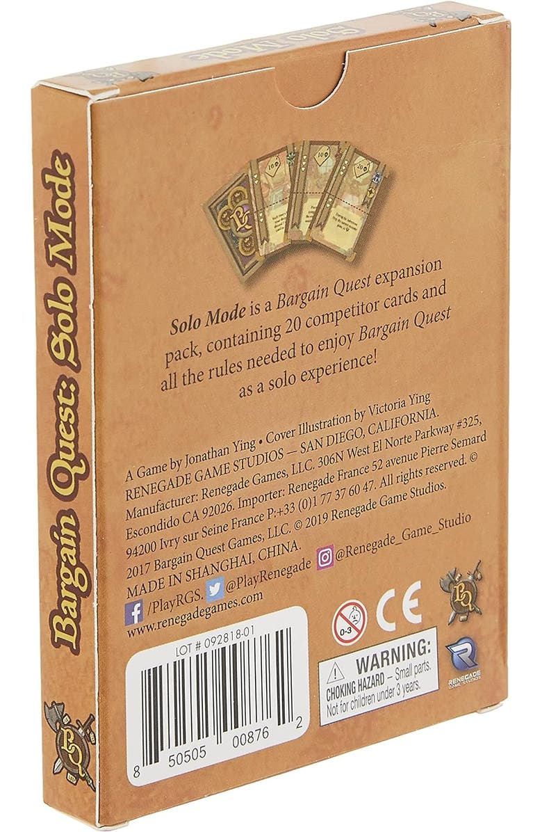 Renegade Game Studios Bargain Quest Solo Mode Expansion Game, 8+, Alternate, color, Multicolored