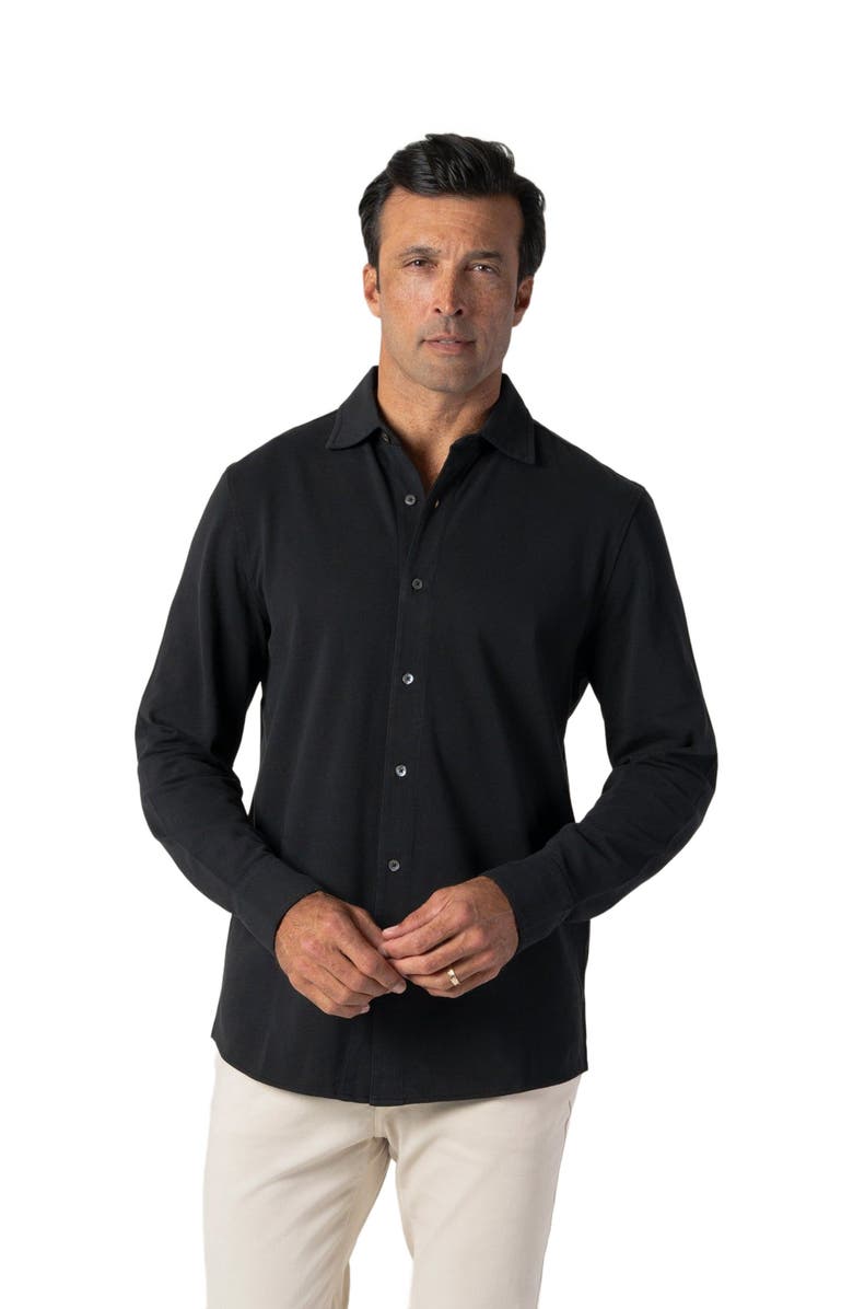 Robert Talbott Foster Long Sleeve Knit Shirt, Main, color, Black