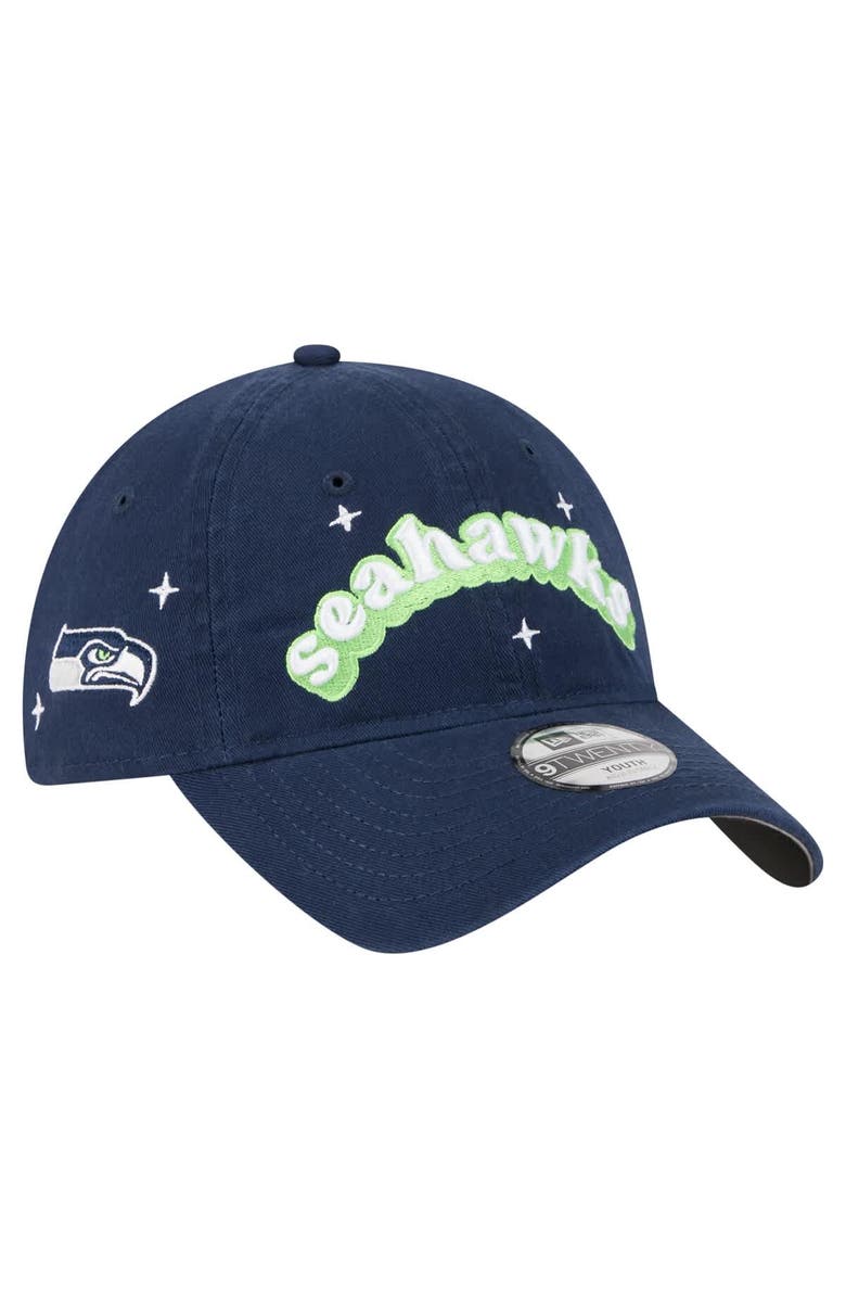 New Era Girls Youth New Era  College Navy Seattle Seahawks Cheer 9TWENTY Adjustable Hat, Main, color, College Navy
