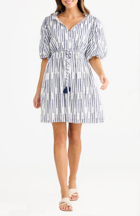 Island Time Vertical Dot Print Shirtdress