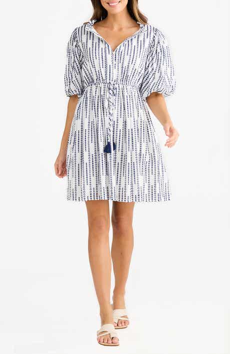 Island Time Vertical Dot Print Shirtdress