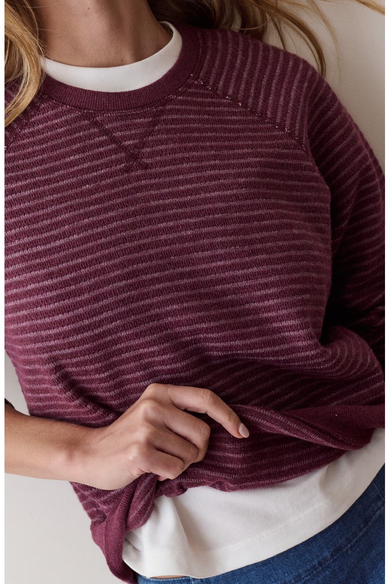 Striped Heathered Raglan T-Shirt, Alternate, color, CABERNET
