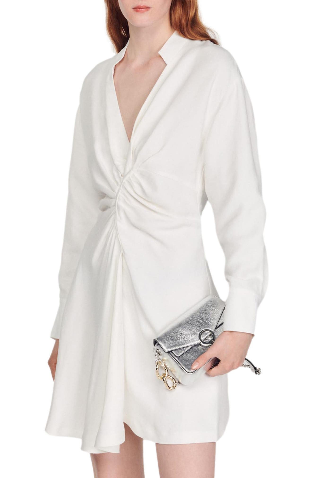 SANDRO Celia Long Sleeve Ruched Minidress