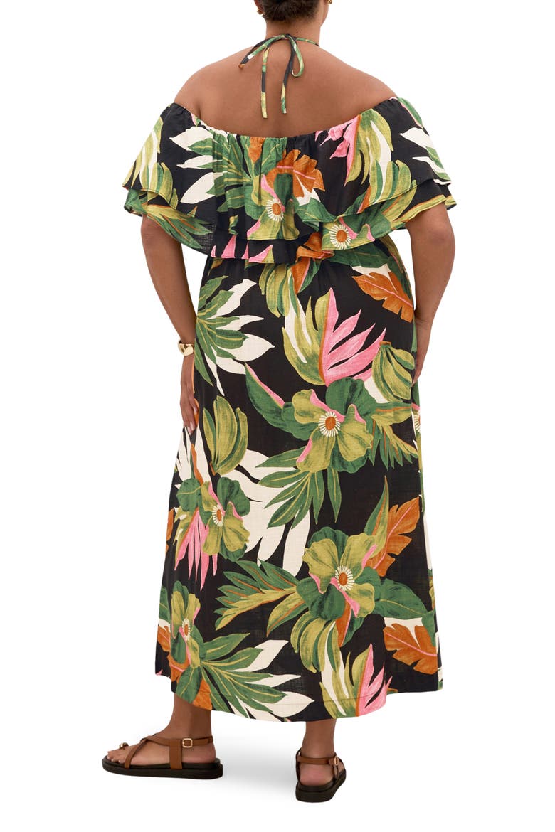 Paradiso Print Tie Neck Maxi Dress, Alternate, color, PARADISO PRINT