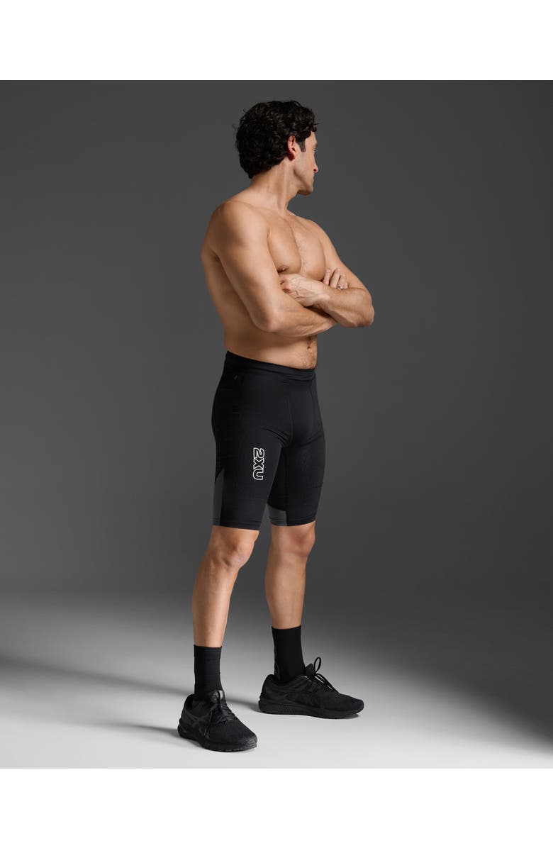 2XU Light Speed React Comp Shorts, Alternate, color, Black/White Reflective