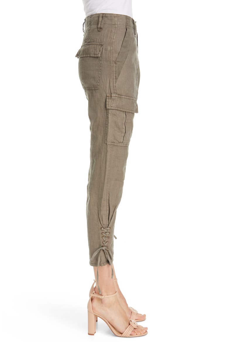 Telutci Tie Cuff Linen Cargo Pants, Alternate, color, FATIGUE