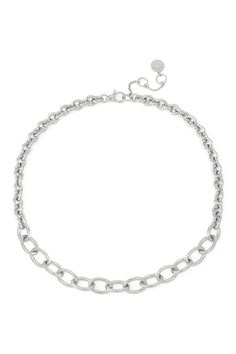 Mixed Link Chain Necklace, Main, color, SHINY RHODIUM