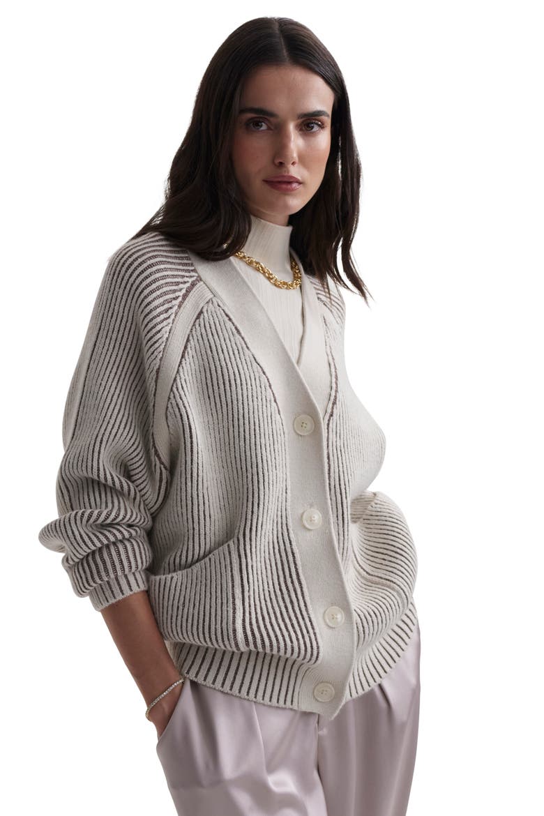 Jude Plated Cardigan, Alternate, color, BIRCH