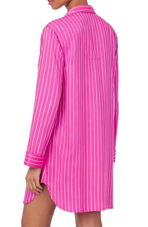 Ralph Lauren Lauren Print Cotton Blend Sleep Shirt In Pink Stripe