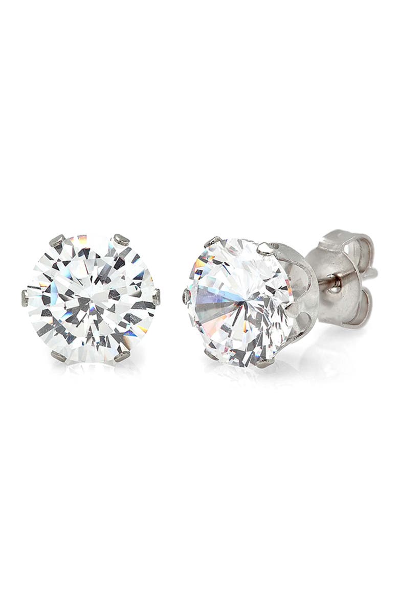 Simulated Diamond Stud Earrings, Main, color, SILVER