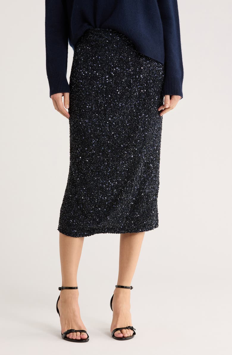 TWP Paltrow Silk Sequin Embellished Midi Skirt, Main, color,