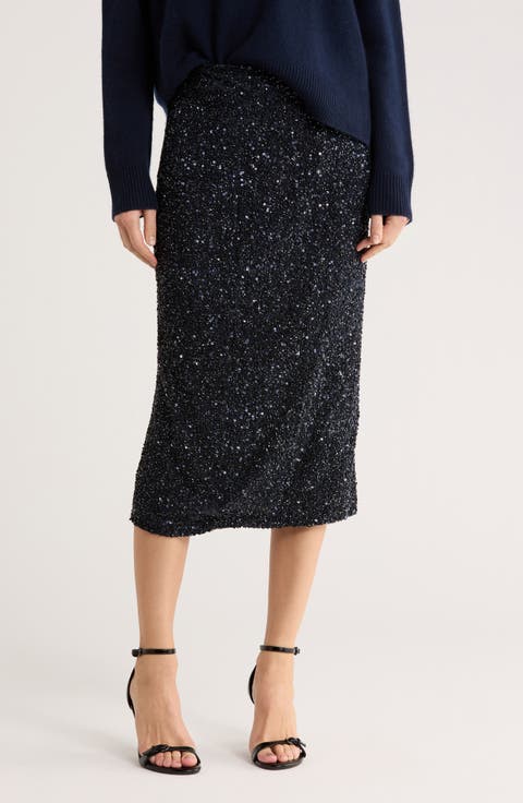 Paltrow Silk Sequin Embellished Midi Skirt
