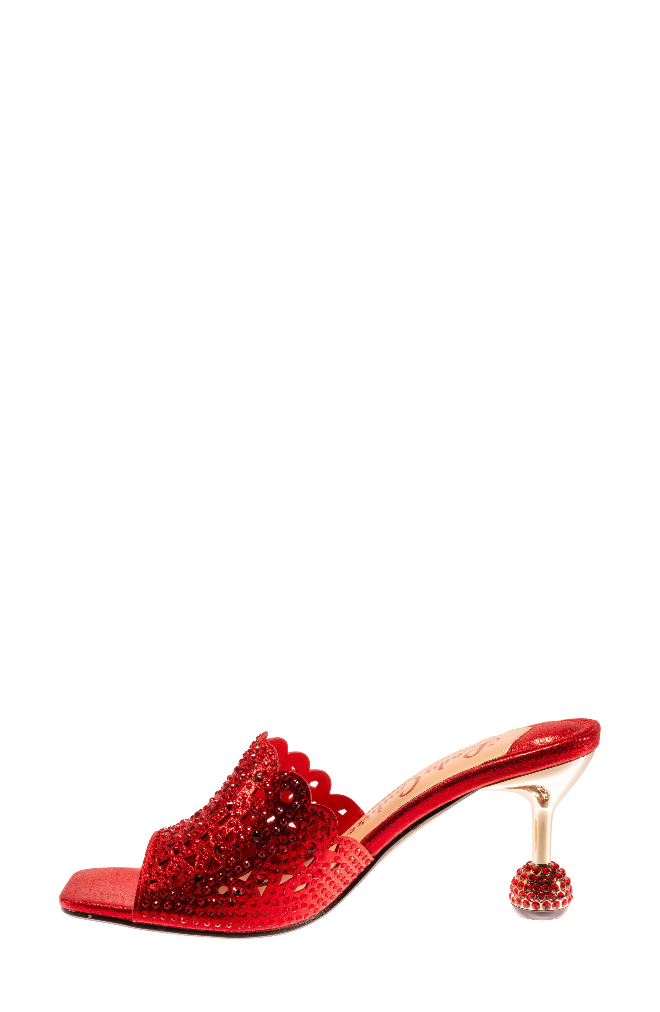 LADY COUTURE Rhinestone Laser Cut Sandal, Alternate, color, Red