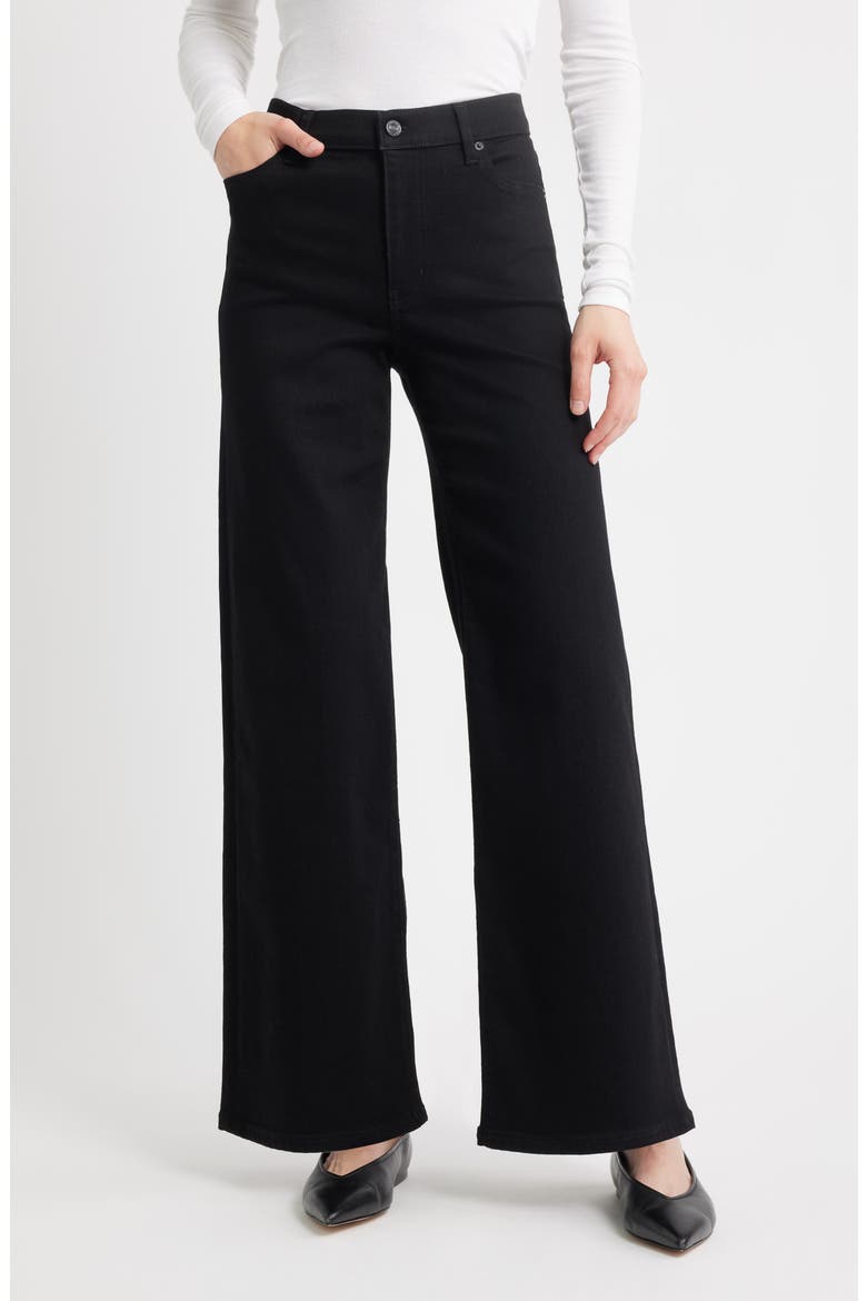 Le Slim Palazzo High Waist Wide Leg Jeans, Main, color, BLACK