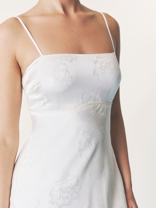 Six Stories Paloma Satin Floral Jacquard Maxi Dress In White