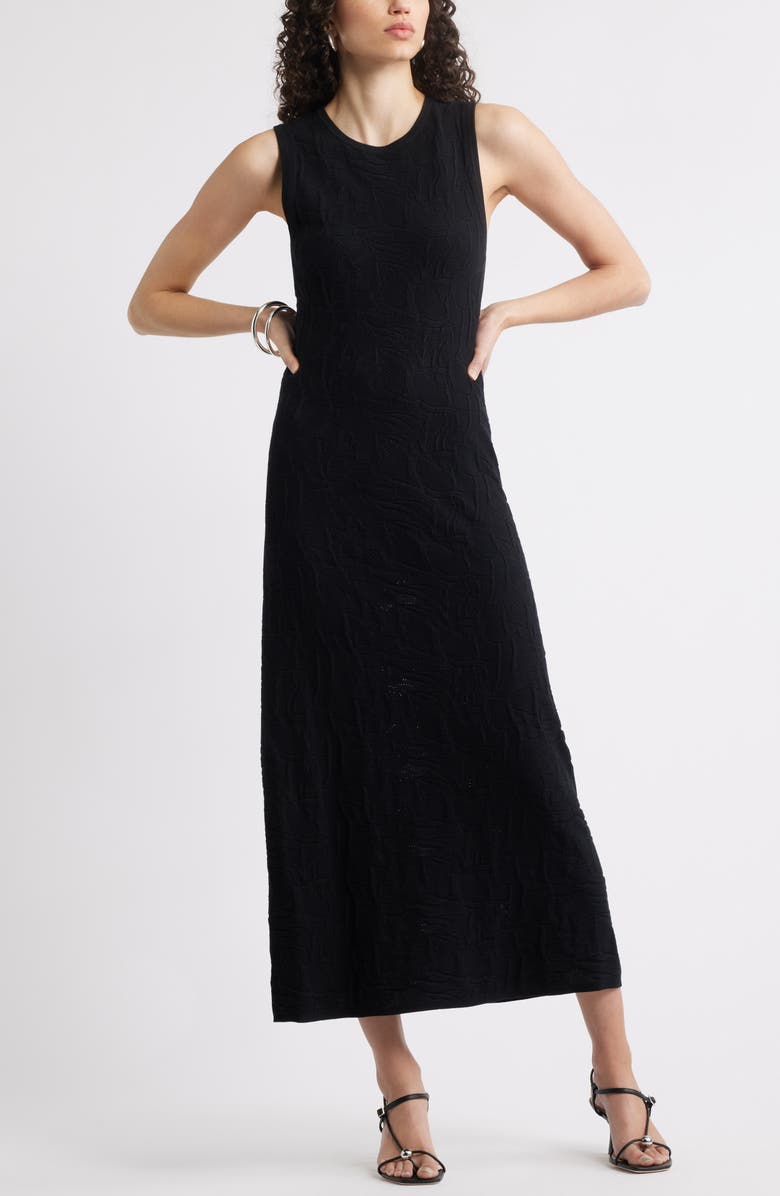 Nordstrom Pointelle Stitch Sleeveless Knit Tank Dress, Main, color, Black