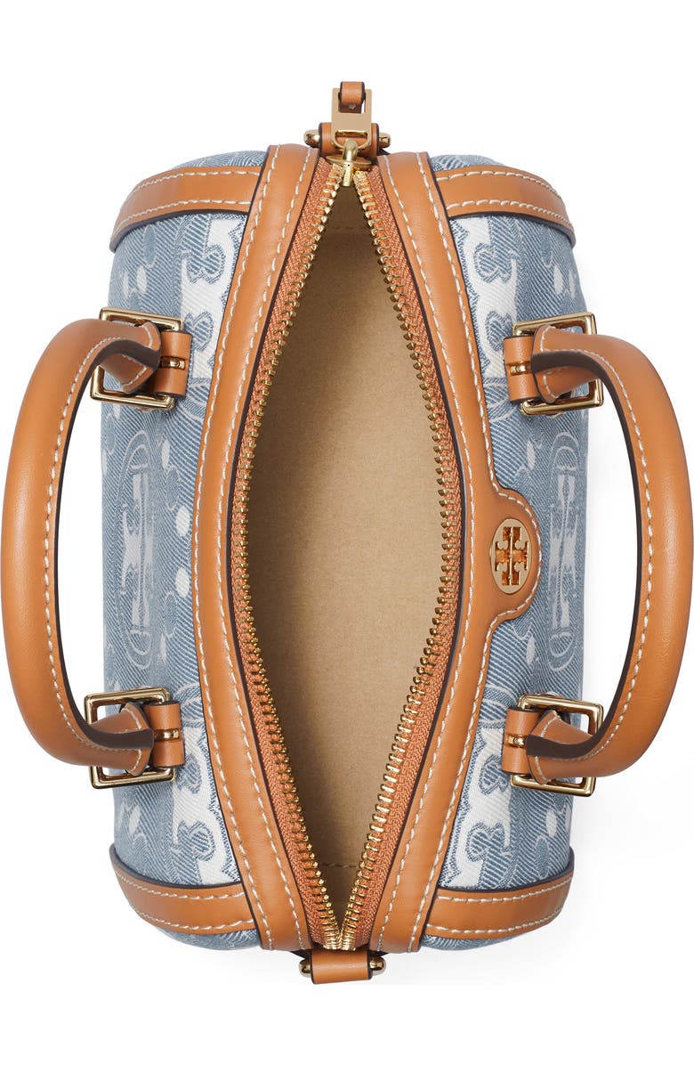Tory Burch Petite T Monogram Denim Barrel Bag, Alternate, color,