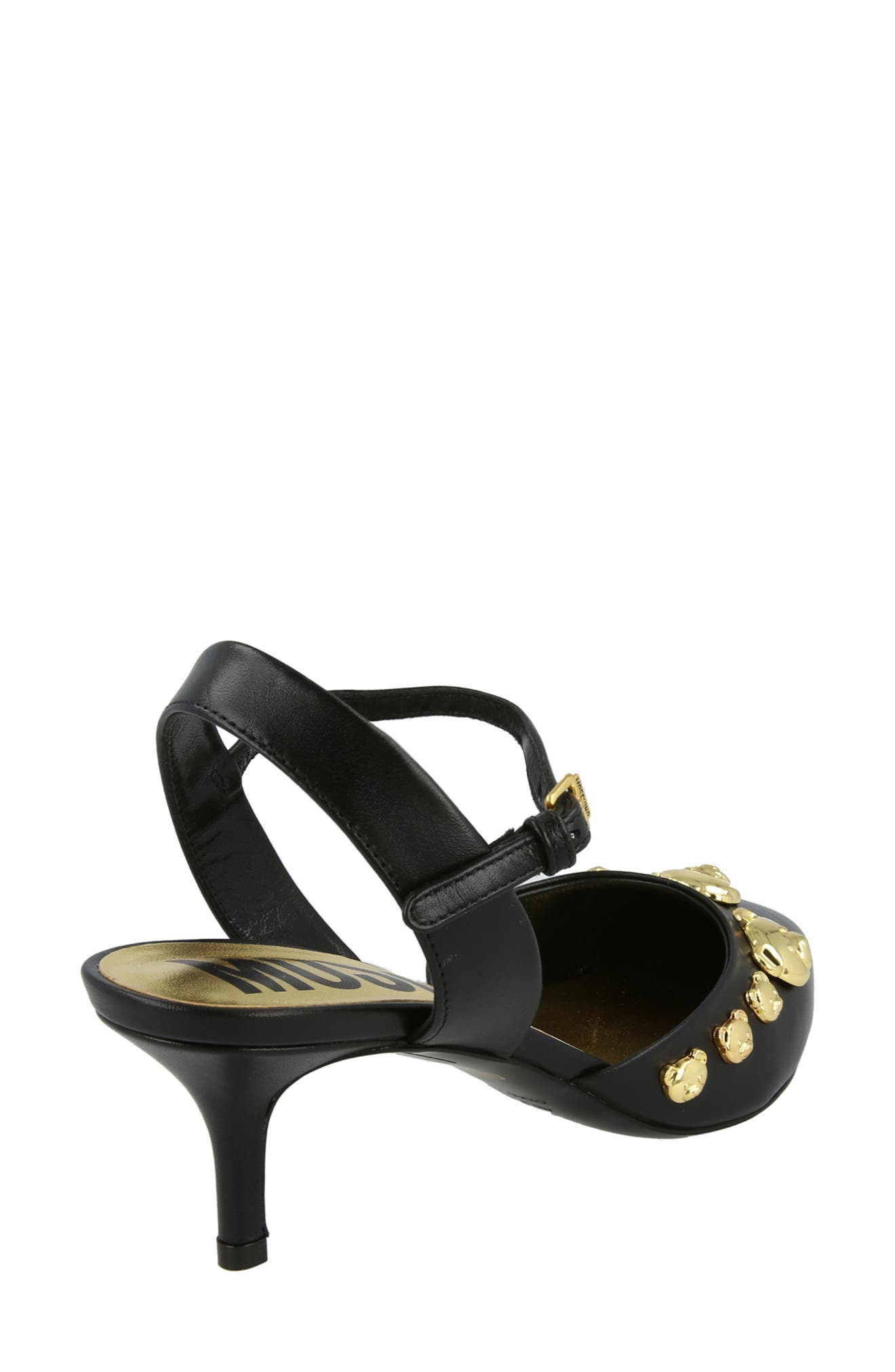 Moschino Teddy Bear Stud Kitten Heel Pump, Alternate, color, Black