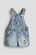 H&M Appliquéd denim overall shorts