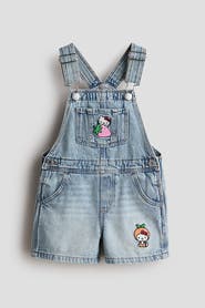 H&M Appliquéd denim overall shorts