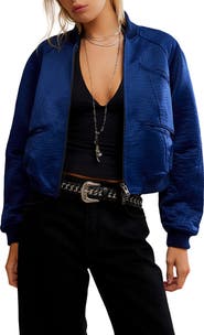 Free People Ellie Satin Bomber Jacket