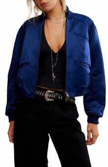Free People Ellie Satin Bomber Jacket