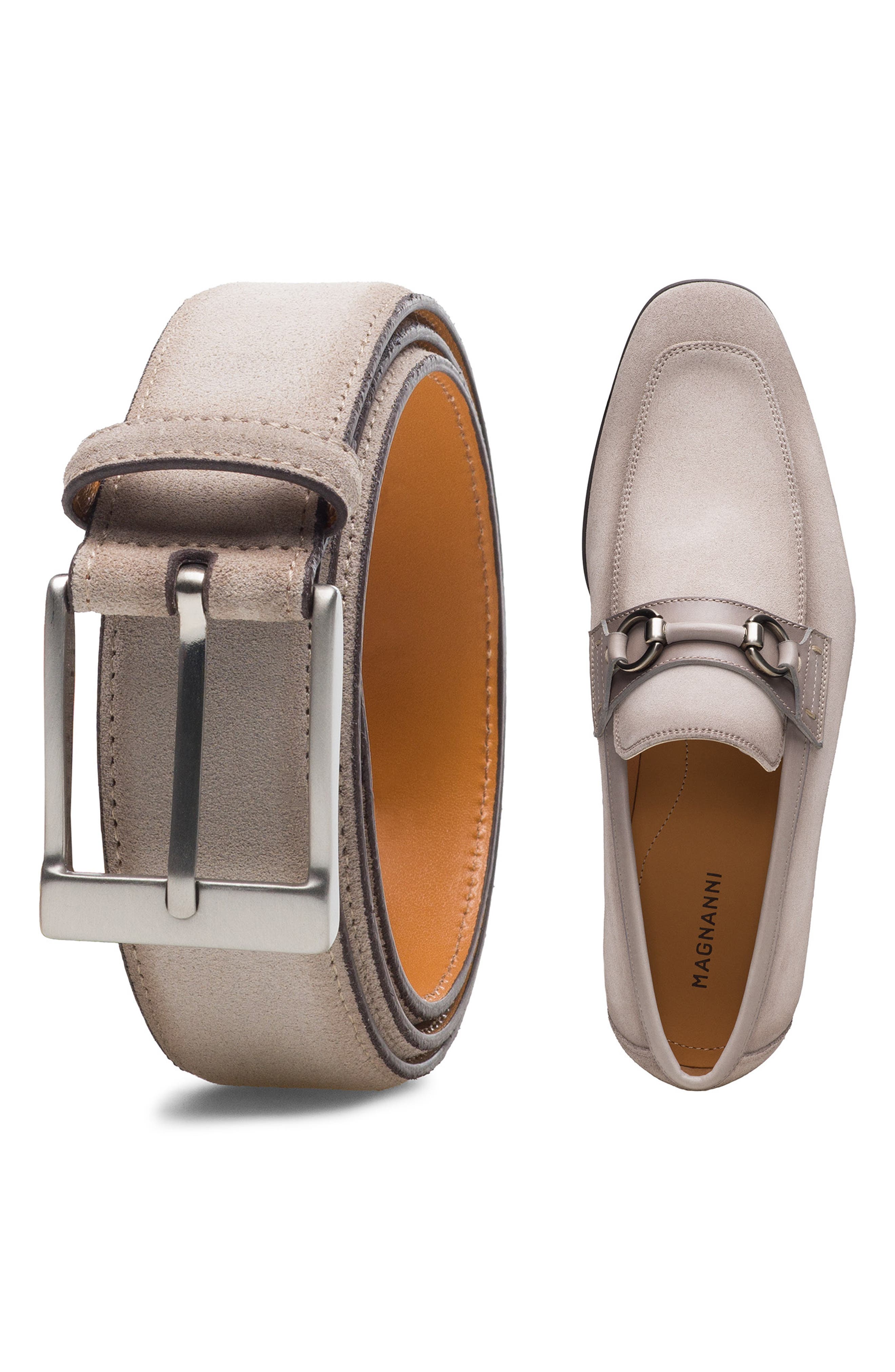 Magnanni Rafa V Water Resistant Loafer, Alternate, color, Bone Suede And White