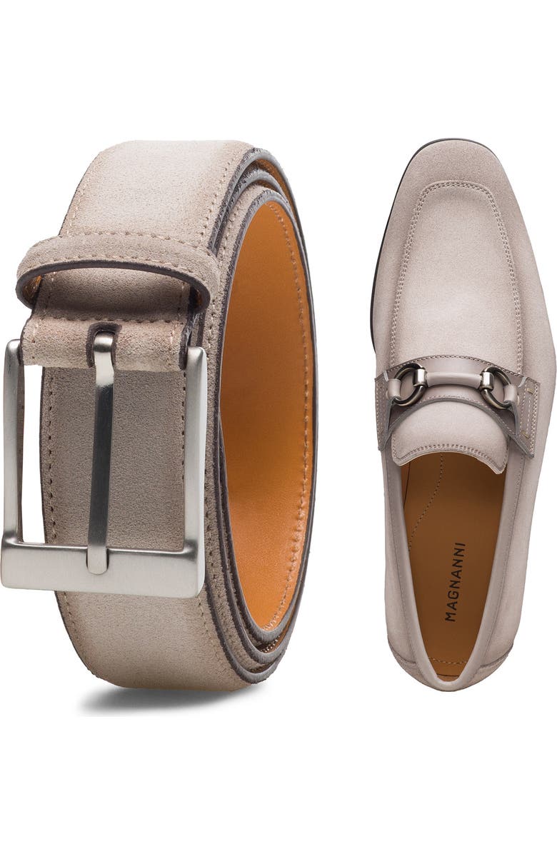 Magnanni Rafa V Water Resistant Loafer, Alternate, color, Bone Suede And White