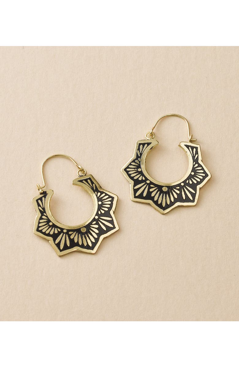Matr Boomie Nisha Lotus Hoop Earrings, Alternate, color, Black