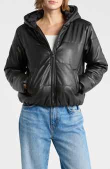 Faux Leather Puffer Jacket
