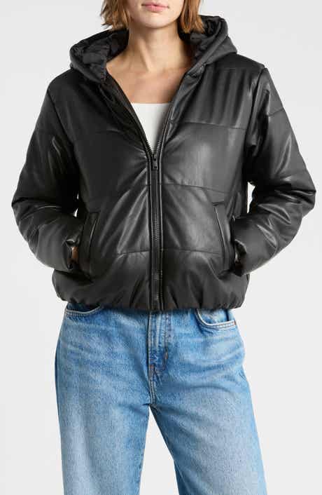 Faux Leather Puffer Jacket