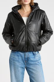 Madden Girl Faux Leather Puffer Jacket