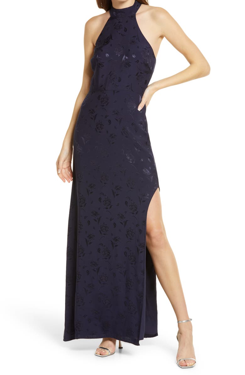 Lulus Red Carpet Ready Halter Column Gown, Main, color, 