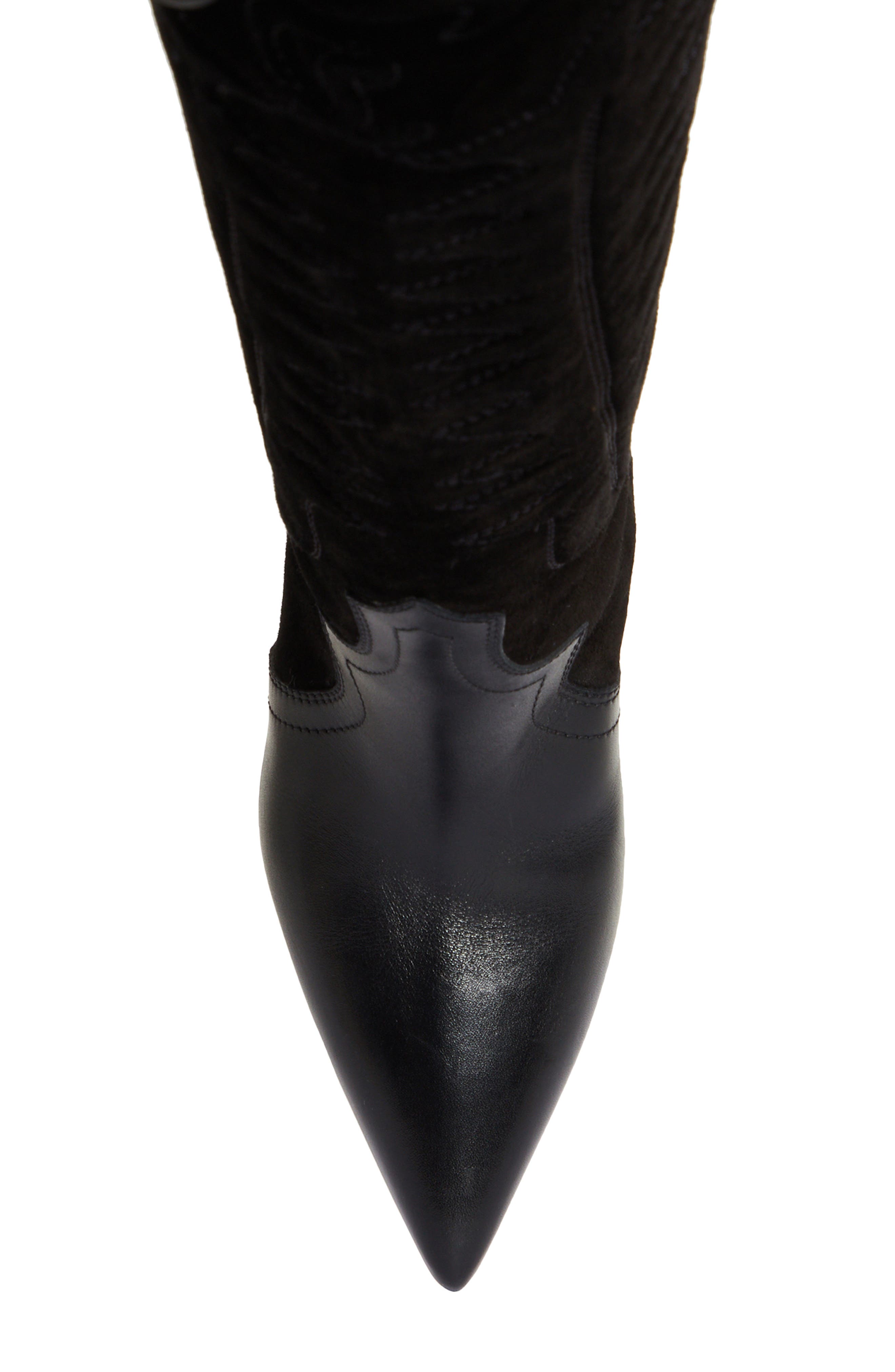 Christian Louboutin Santia Pointed Toe Knee High Boot, Alternate, color, Black