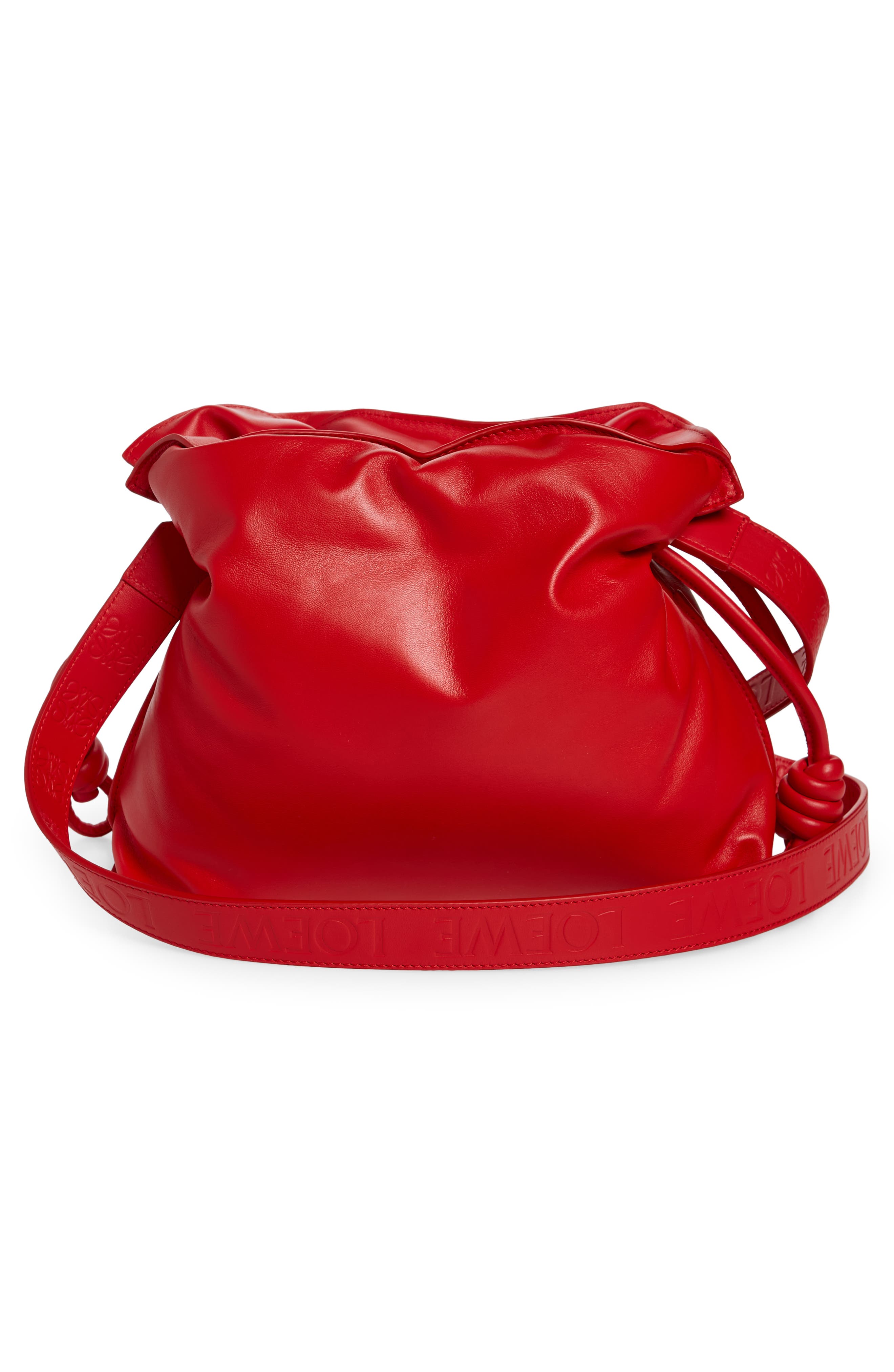 Flamenco Puffer Leather Clutch, Alternate, color, LIPSTICK