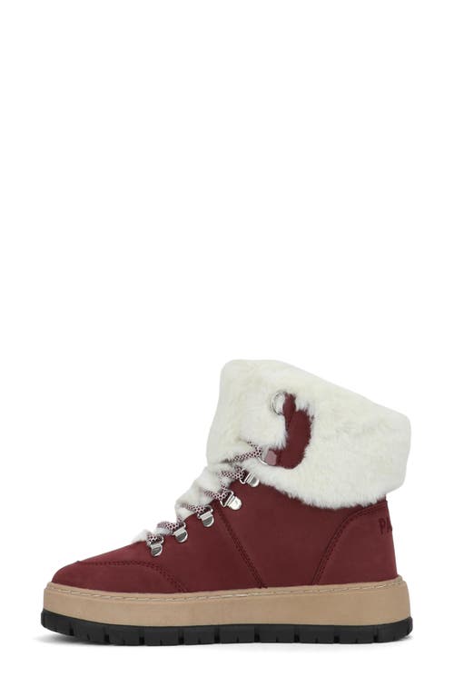 Pajar Chalet Faux Shearling Waterproof Bootie In Burgundy