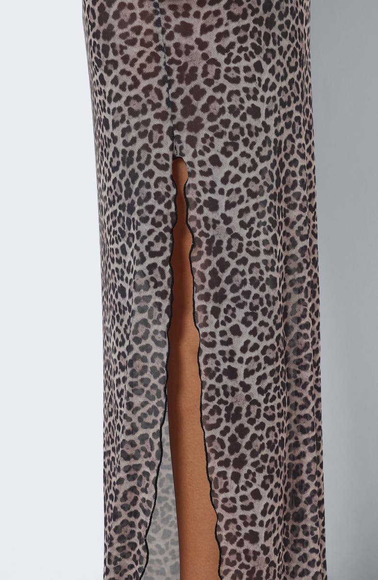 Noisy may Lesley Print Maxi Skirt, Alternate, color, Grey Leopard