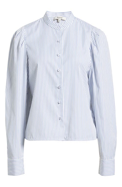 Madewell Paulina Stripe Cotton Poplin Band Collar Button-up Shirt In Multi