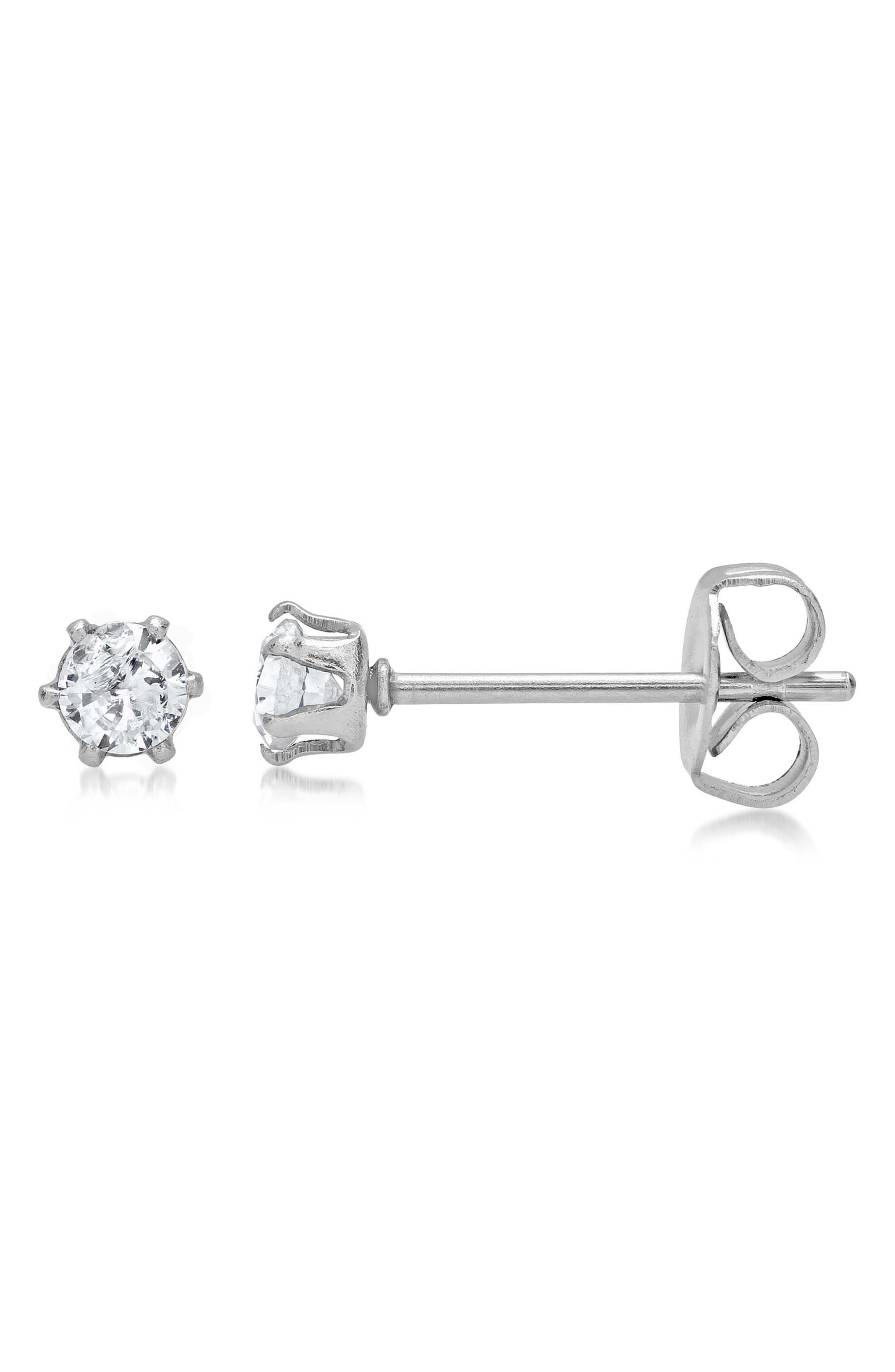 Simulated Diamond Solitaire Stud Earrings