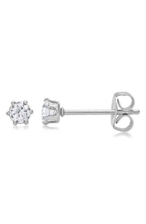 Simulated Diamond Solitaire Stud Earrings
