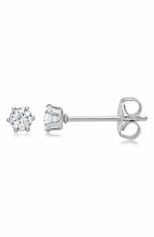 Simulated Diamond Solitaire Stud Earrings