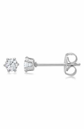 Simulated Diamond Solitaire Stud Earrings