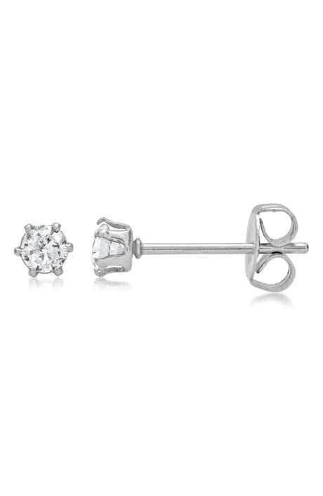 Simulated Diamond Solitaire Stud Earrings