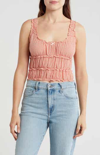 Lush Shirred Gingham Tank