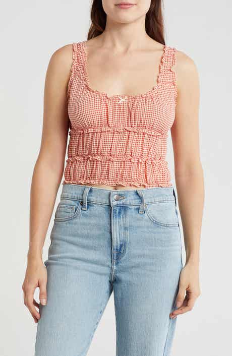 Lush Shirred Gingham Tank