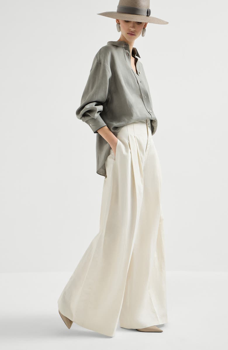 Brunello Cucinelli Maxi trousers, Alternate, color, Butter