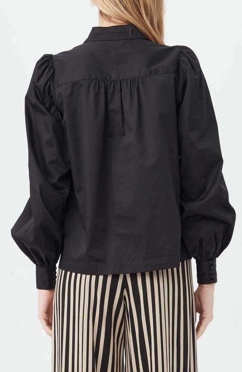 Trina Turk Sisi Long Sleeve Organic Cotton Shirt, Alternate, color, Black