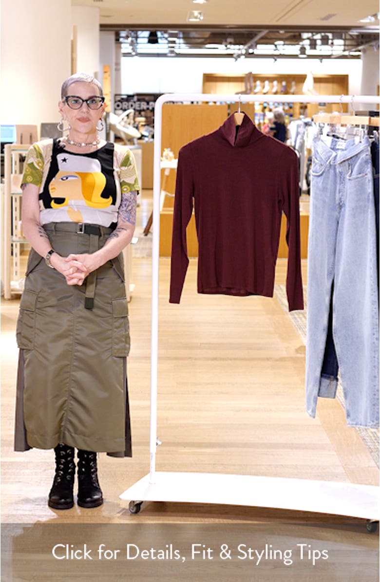 Turtleneck Stretch Organic Cotton Blend Top, sales video thumbnail